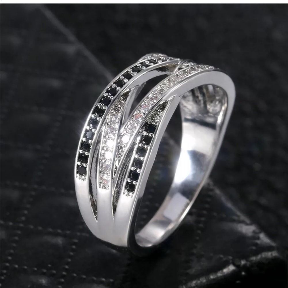 Womens new Black Sapphire 925 Jewelry Wedding Ring - Picture 1 of 5